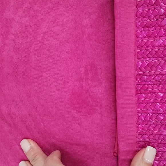 Sun n Sand straw woven clutch purse pink detachable chain strap 14" - Picture 3 of 9